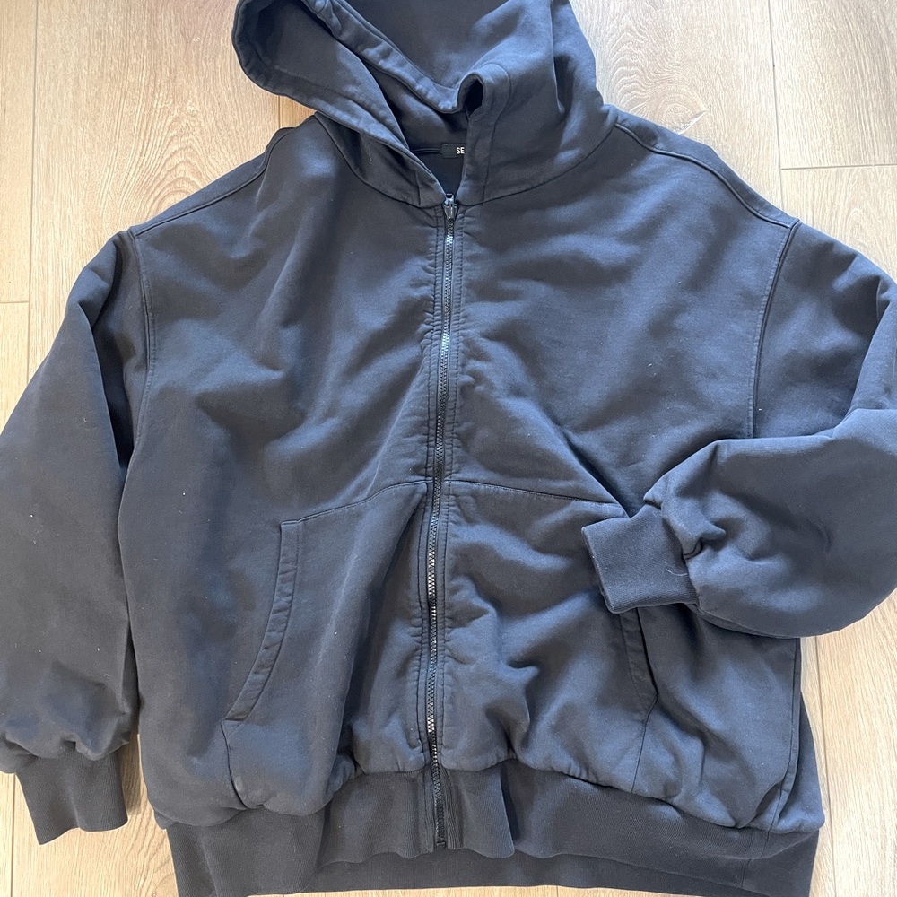 Yeezy Season 5 men’s Zip Up Hoodie Washed Black Size M